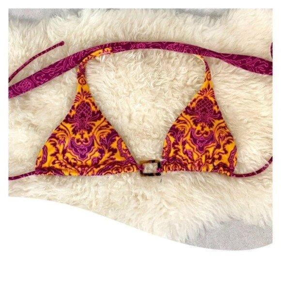 Victoria’s Secret Paisley Print Tortoise Center Halter Bikini Top Size Small - Picture 6 of 8
